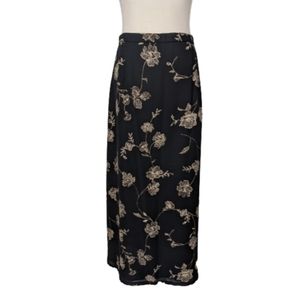 Pendleton Vintage Black Floral Print Maxi Skirt 14